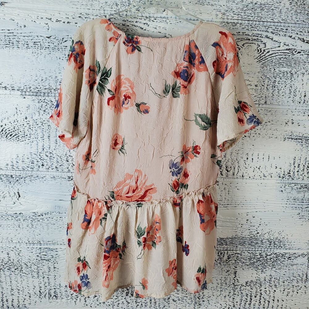 ✨ Lucky Brand Gauzy Peplum Babydoll Floral Boho Top - Picture 9 of 10